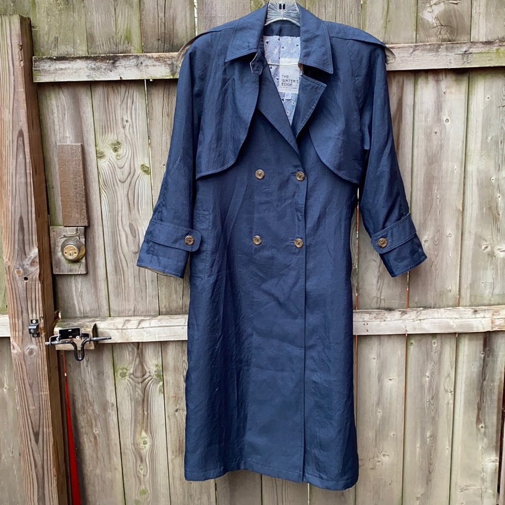 Michelle Stuart Navy Trench Coat